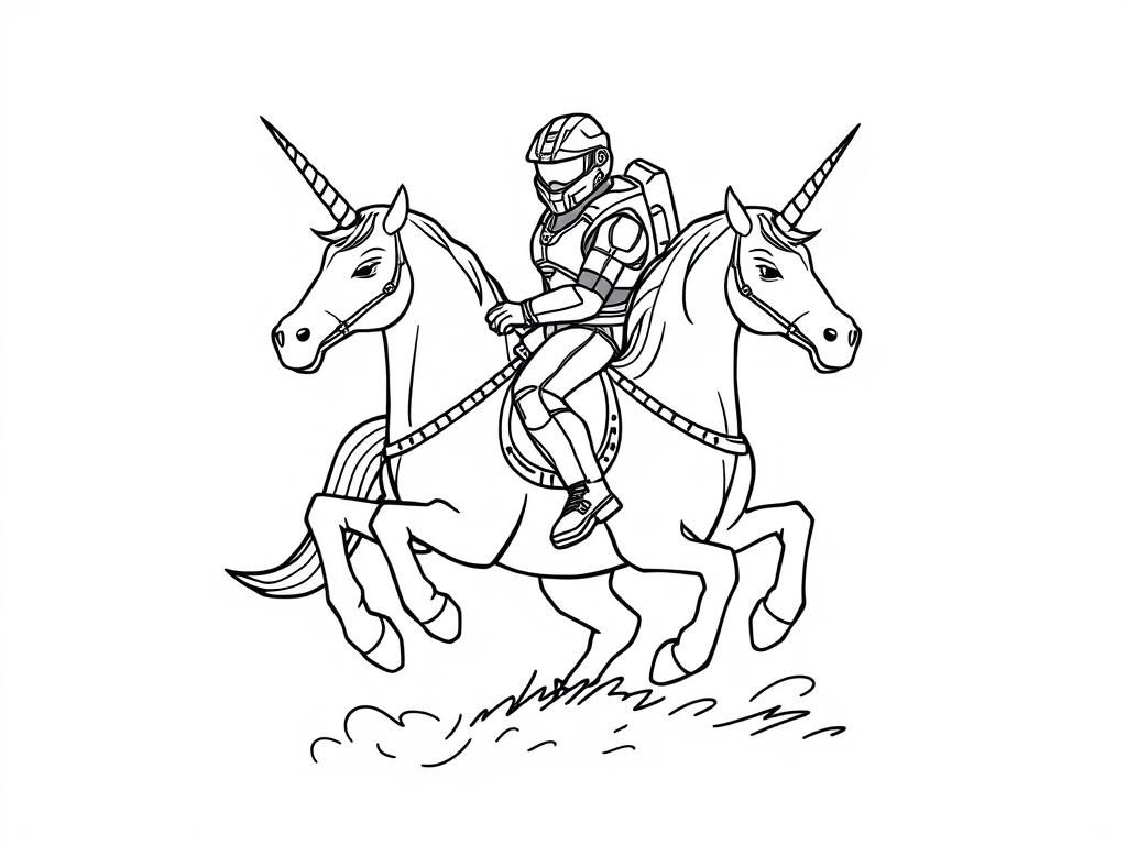 master chief from halo riding a unicorn