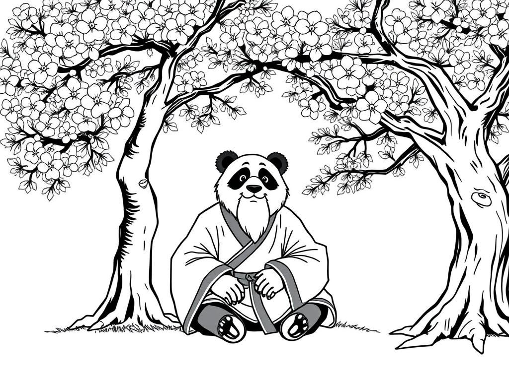 Preview of Master oogway  from kung fu panda sitting under a cherry tree