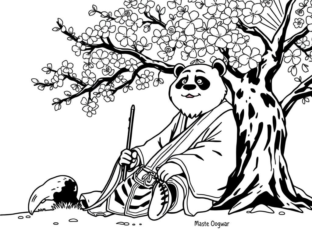 Preview of Master Oogway  from kung fu panda sitting under a cherry tree