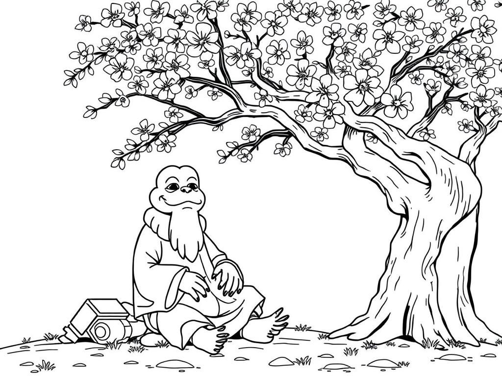 Preview of Master oogway sitting under a cherry tree