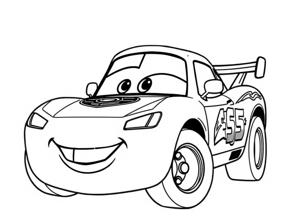 Smiling Race Car Coloring Page