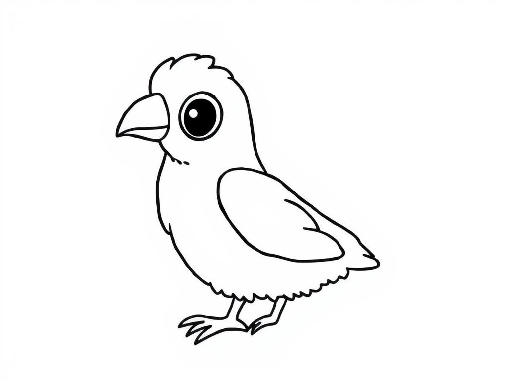 Cute Cartoon Bird Coloring Page