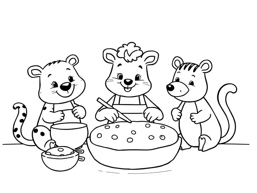 Me and my animal friends are baking together