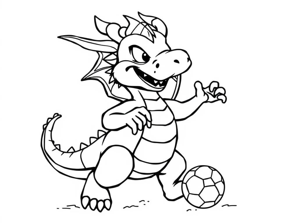 Dragon Soccer Player Coloring Page