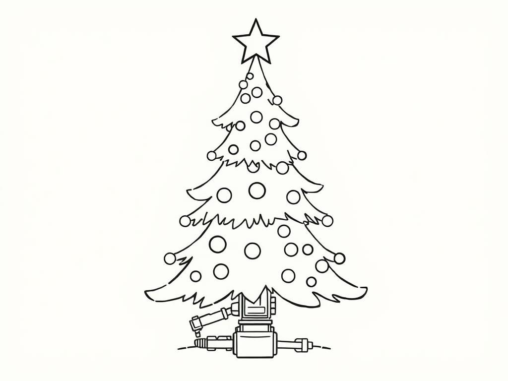 Christmas Tree Robot Coloring Page