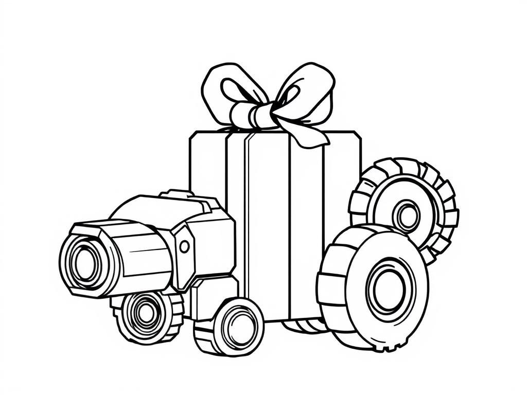 Tractor Gift Coloring Page