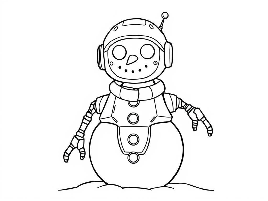 Robot Snowman Coloring Page