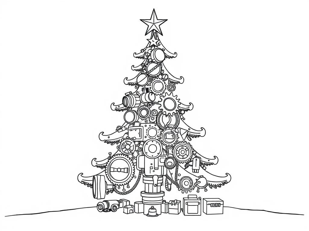 mechanical steampunk christmas tree