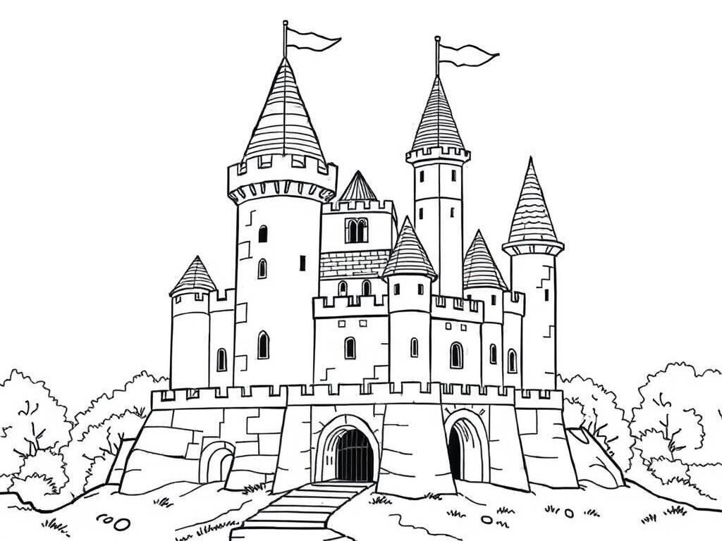Fantasy Castle Coloring Page