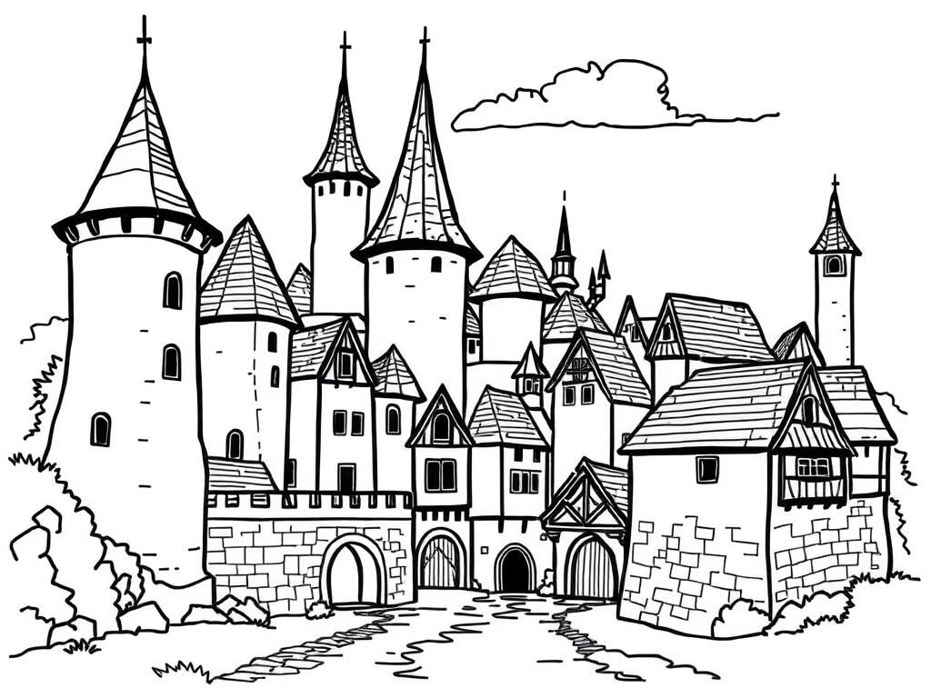 Medieval Castle Coloring Page