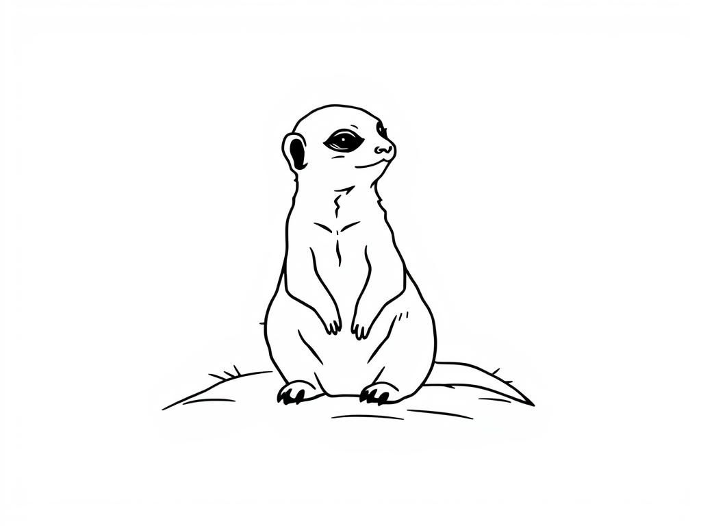 Meerkat: Small, burrowing mammals known for their upright 'sentinel' stance and cooperative social structure. - Free Printable Coloring Page