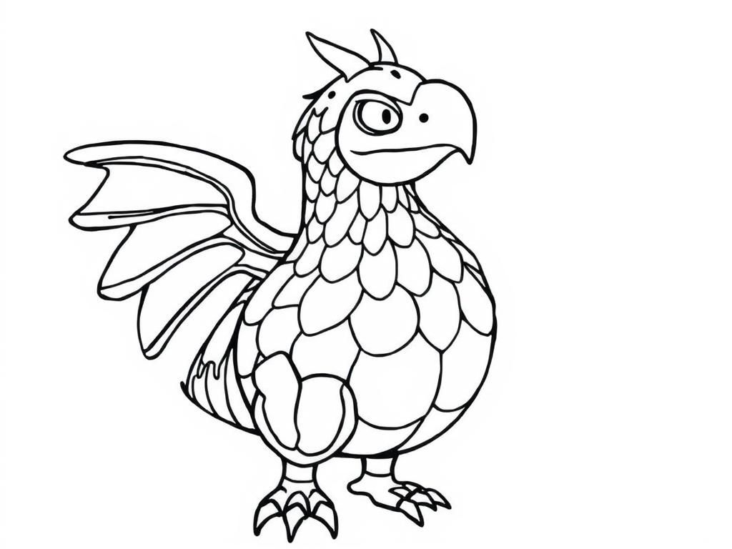Dragon Chicken Mythical Creature Coloring Page
