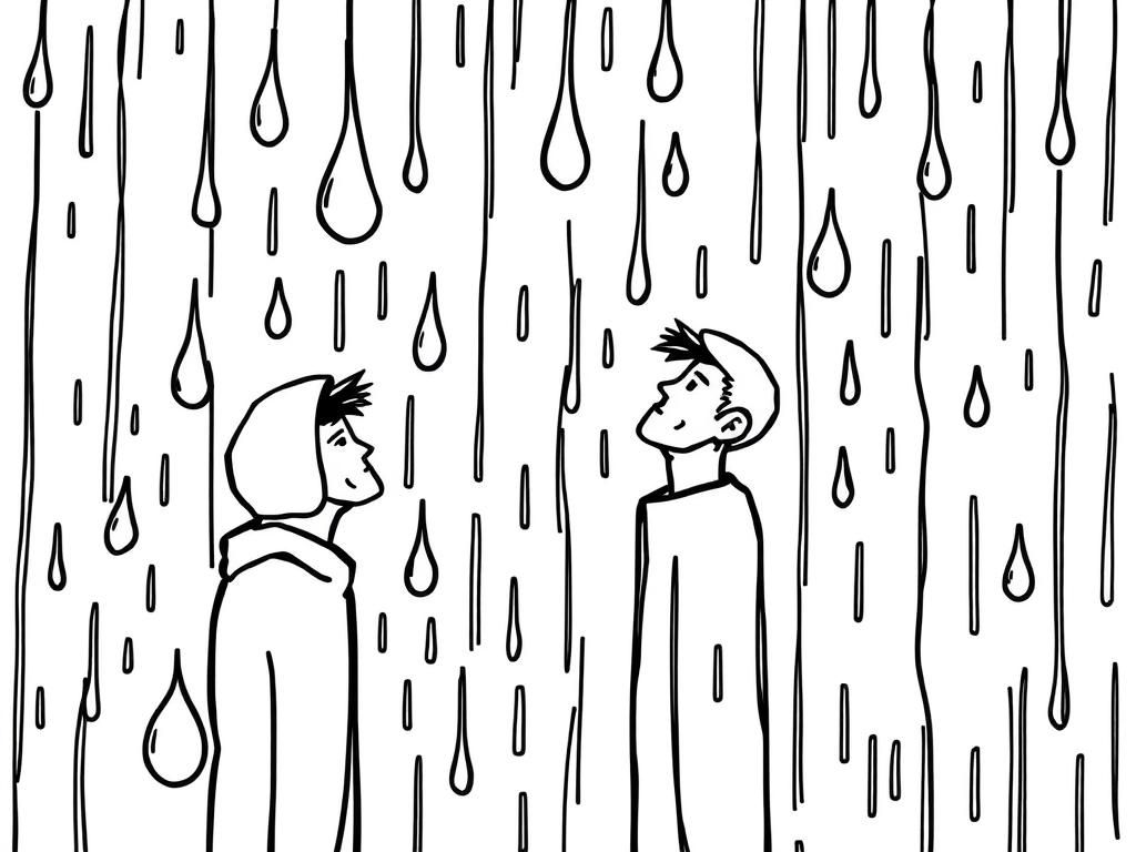 Preview of men trapped in rain drops