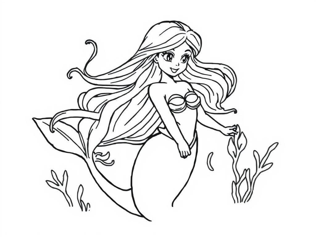 Mermaid Coloring Page for Kids