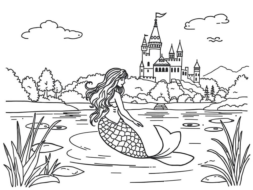 Preview of Mermaid in a lake by a castle