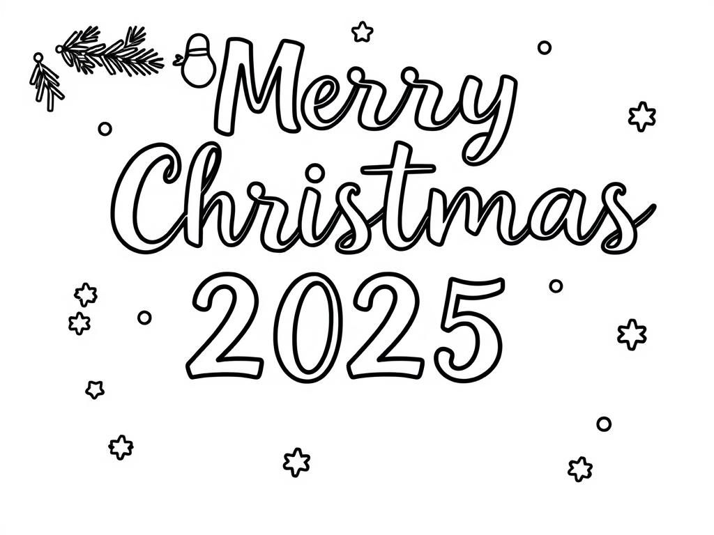 Merry Christmas 2025 Coloring Page