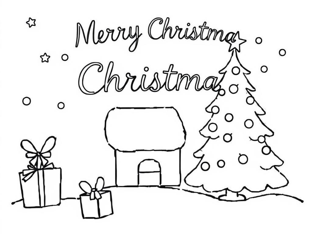 Merry Christmas Scene Coloring Page