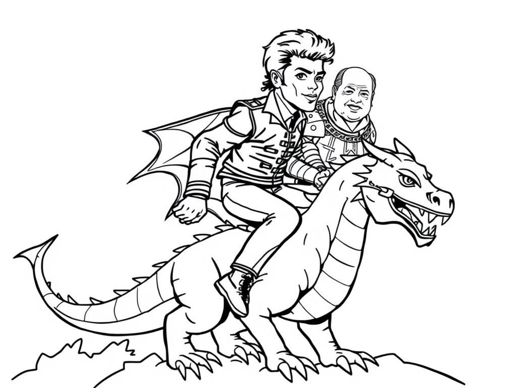 Preview of Michael Jackson riding a dragon and Gorbachev wearing chainmail