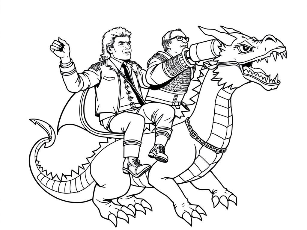 Preview of Michael Jackson riding a dragon whilst Gorbachev wearing chainmail drinks vodka from a fallic shaped flask