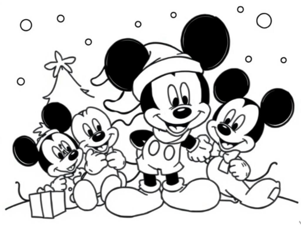Mickey Mouse Kerst Kleurplaat