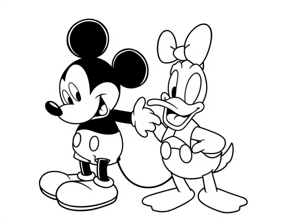 Mickey & Donald Duck Friends Coloring Page