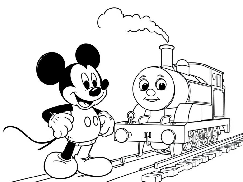 Mickey mouse and Thomas the train