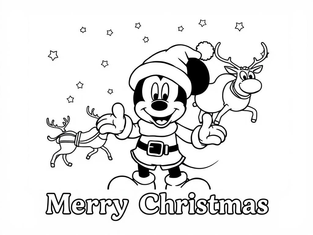 Mickey Mouse Christmas Coloring Page