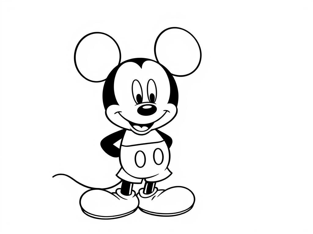 Coloring Page of a Happy Cartoon Mouse