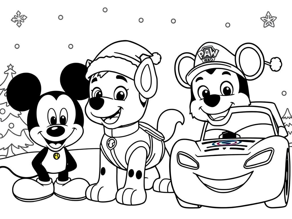 Mickey & Friends Christmas Coloring Page