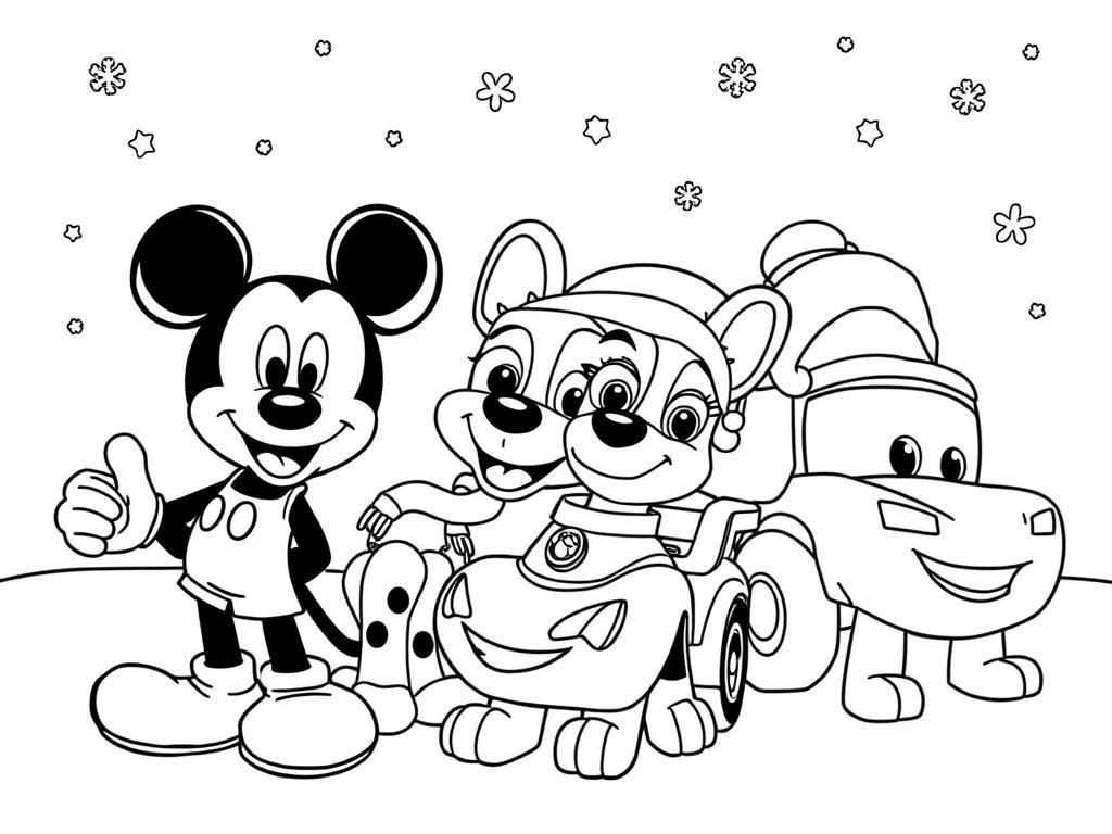 Mickey Mouse & Paw Patrol Vrienden Kleurplaat