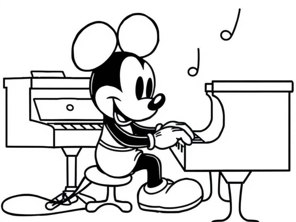Preview of mickey mouse playing piano