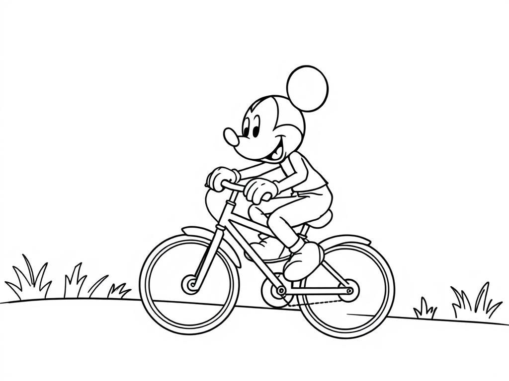 Preview of mickey mouse riding a bicycle on a rood