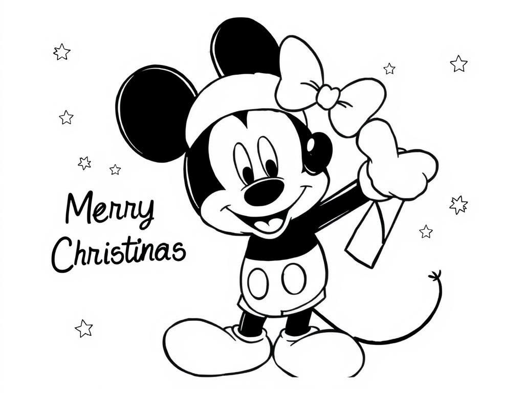 Minnie Mouse Christmas Coloring Page