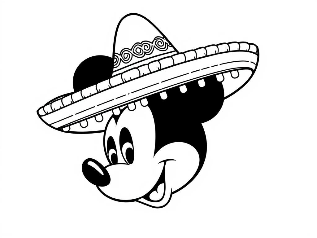 Mickey mouse wearing a sombrero