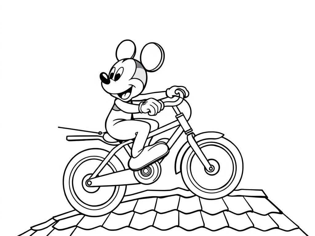 Preview of Mickey riding a bike on a roof