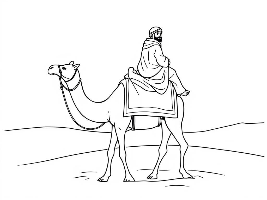 Middle eastern man on a camel in the desert