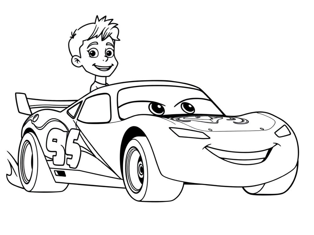 Cars Racing Coloring Page