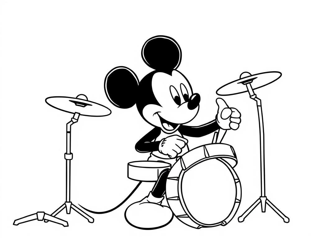 mikey mouse playing drums