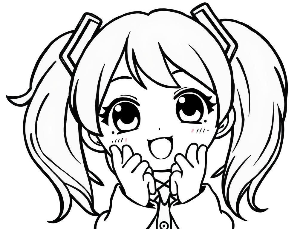 Schattige anime-meisjeskleurplaat