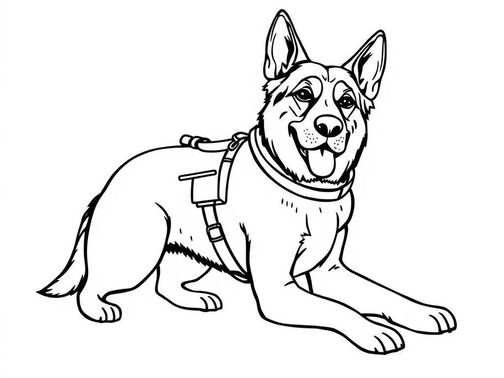 Happy German Shepherd Dog Coloring Page