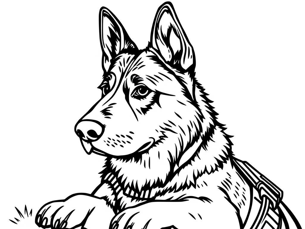 German Shepherd Dog Coloring Page