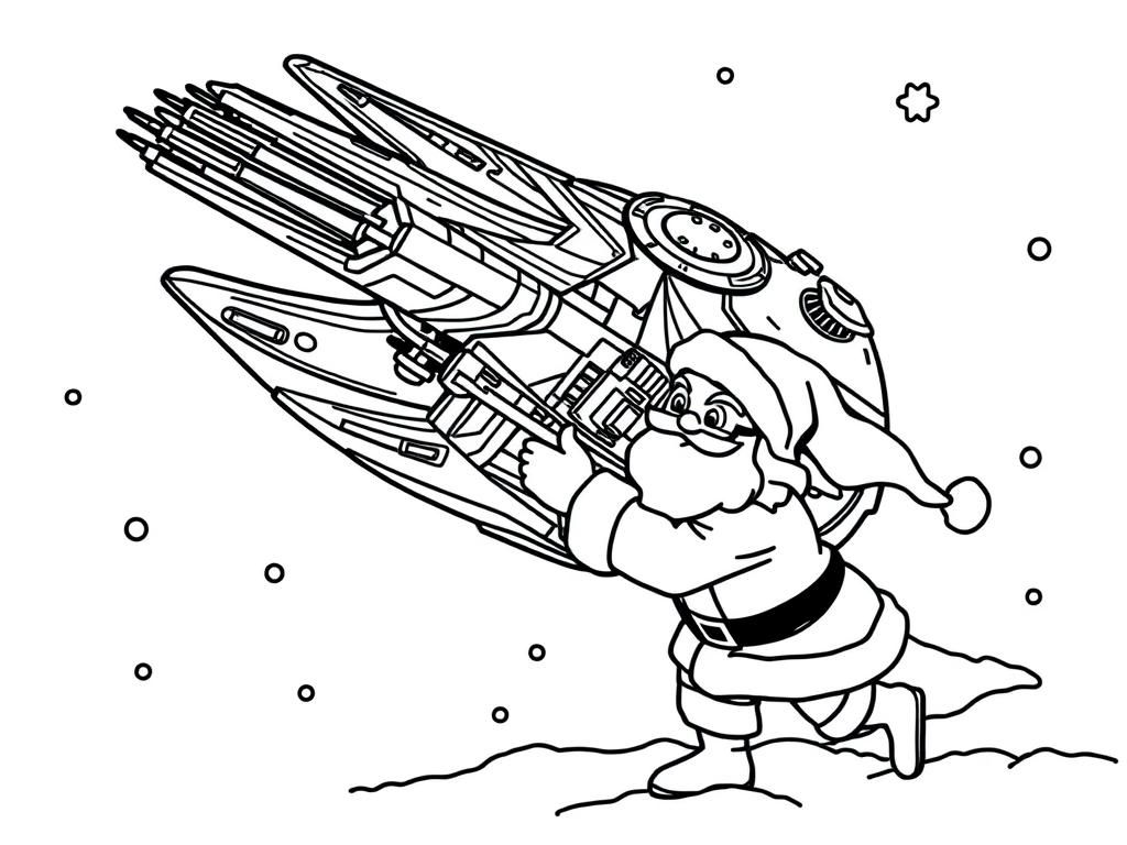 Santa Claus Space Adventure Coloring Page