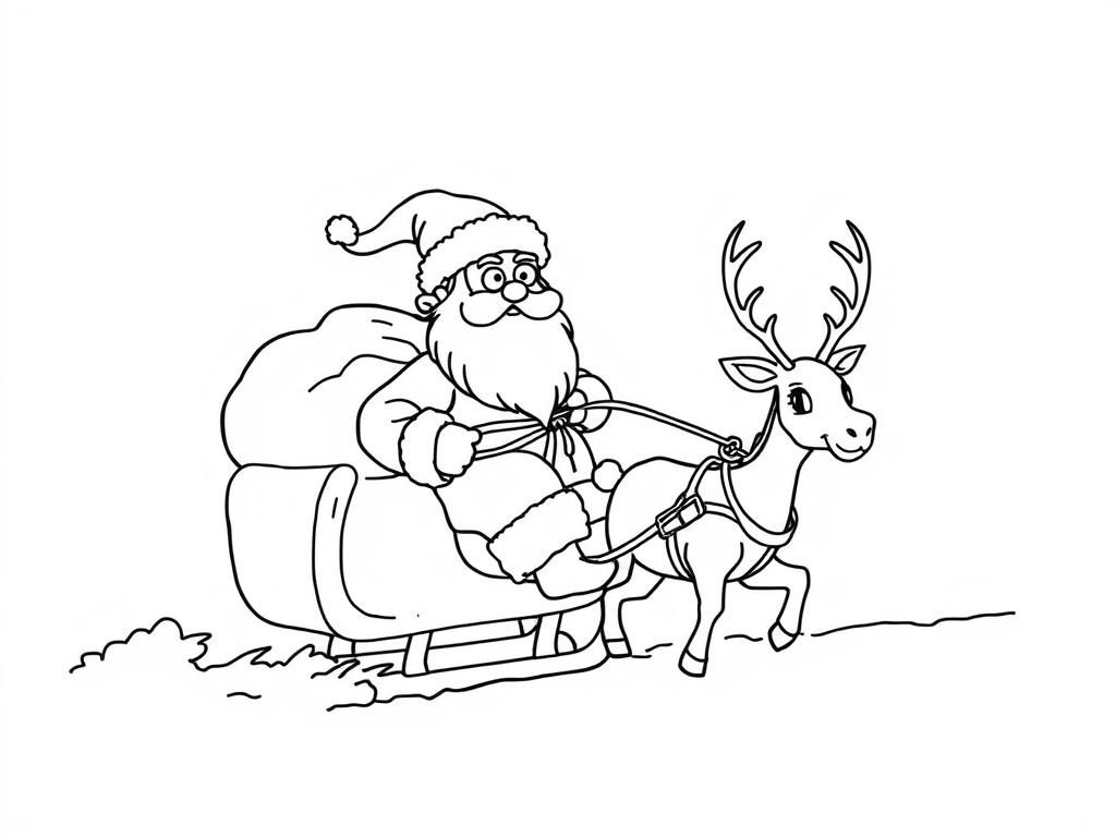 Santa's Sleigh Ride Coloring Page