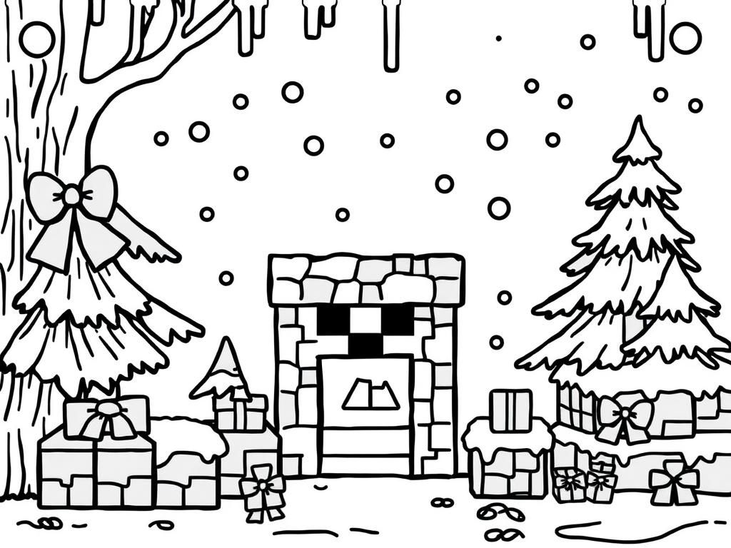Christmas Fireplace Coloring Page