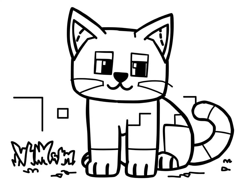 minecraft cat - Free Printable Coloring Page