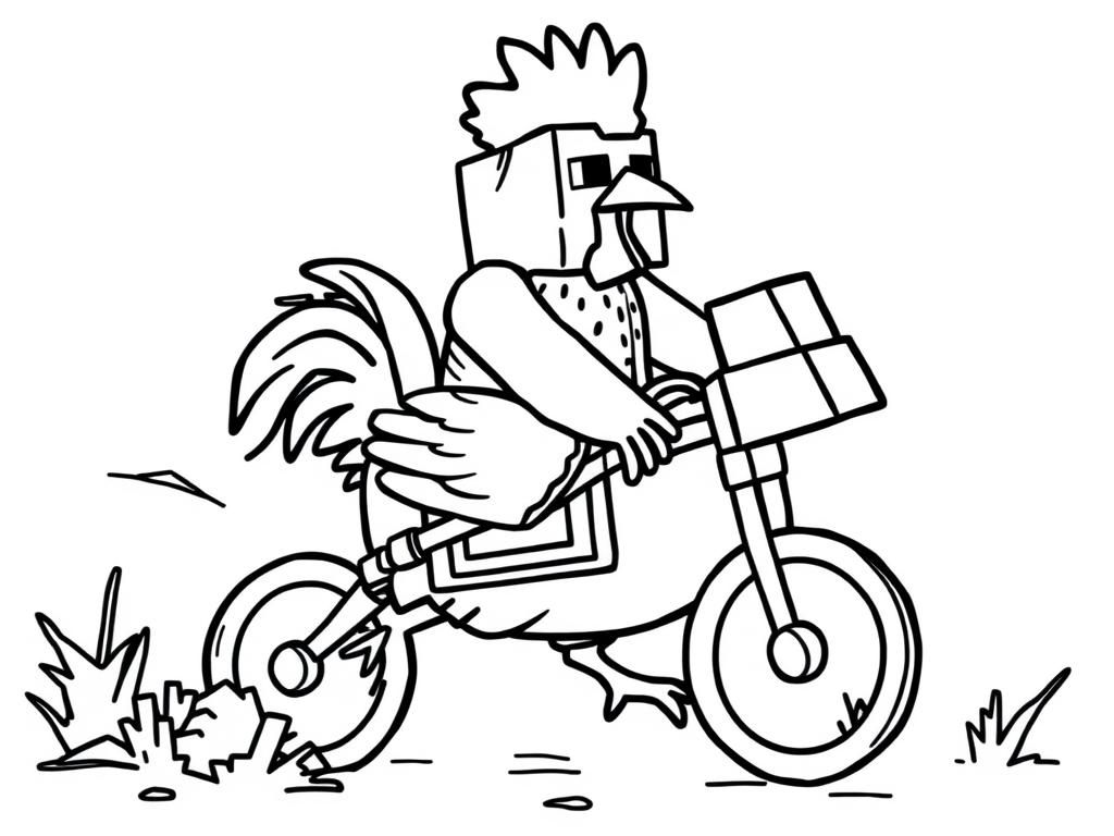 Riding Rooster Coloring Page