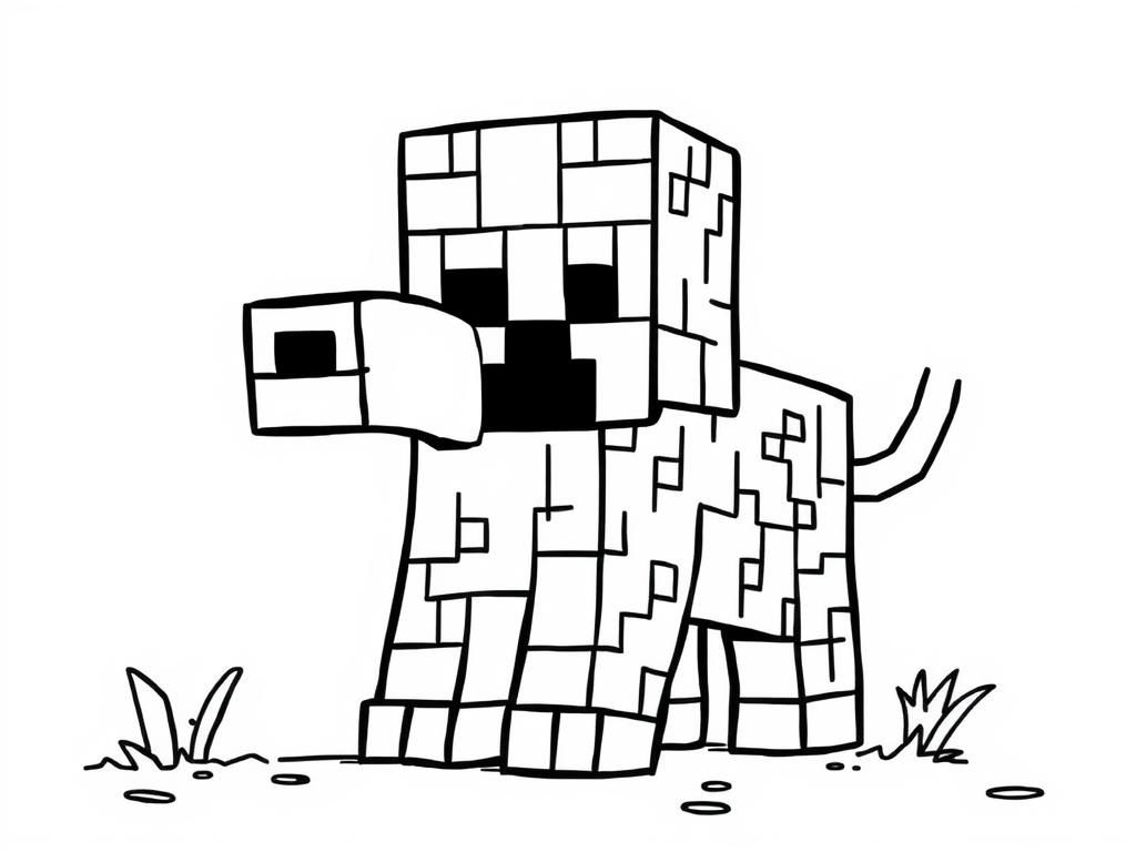 Minecraft Dog Coloring Page