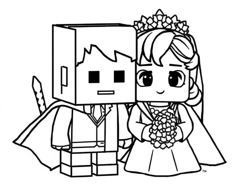 Minecraft figure at Harry Potter’s wedding - Free Printable Coloring Page