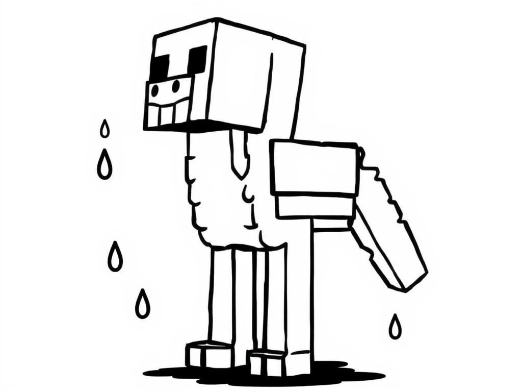 Rainy Day Llama Coloring Page