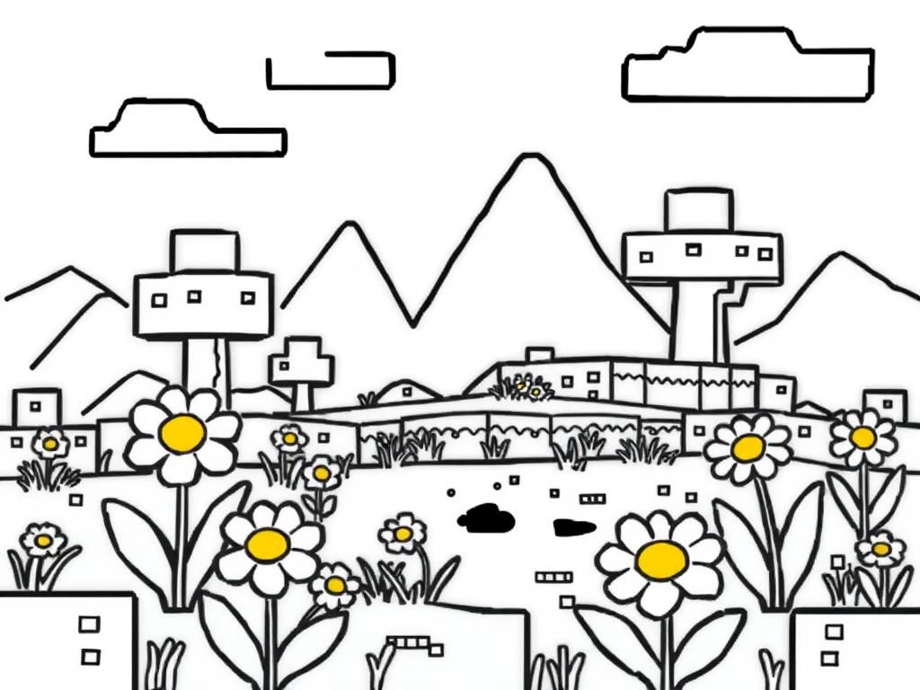 Village Scene Coloring Page